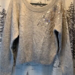 WHBM Elegant Soft Mocha Sweater with Sequin Detail